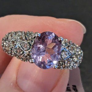 Size 6  3.88ct Rose De France Amethyst and White Topaz
